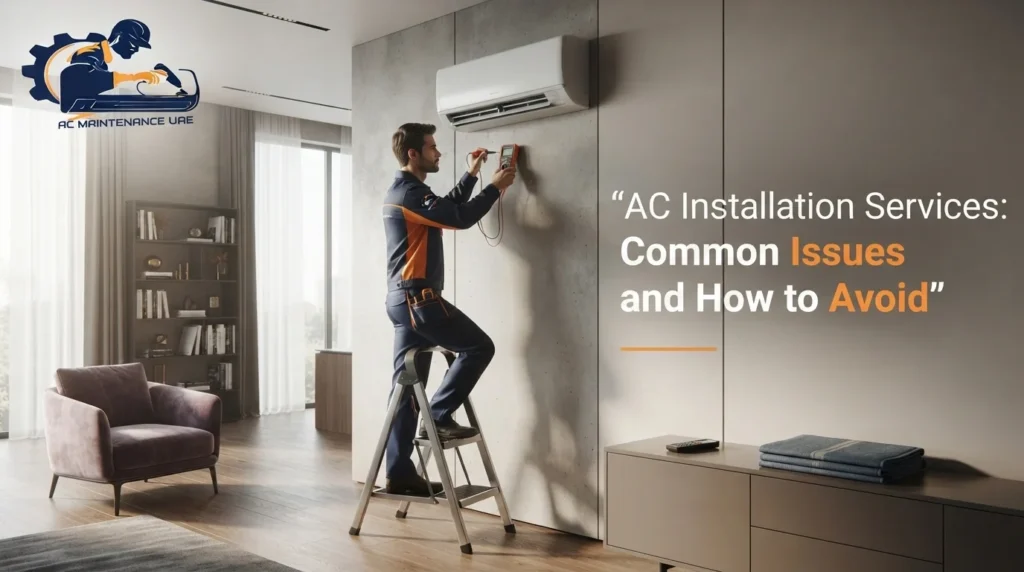 A technician checks AC Installation Services for common issues and proper maintenance.