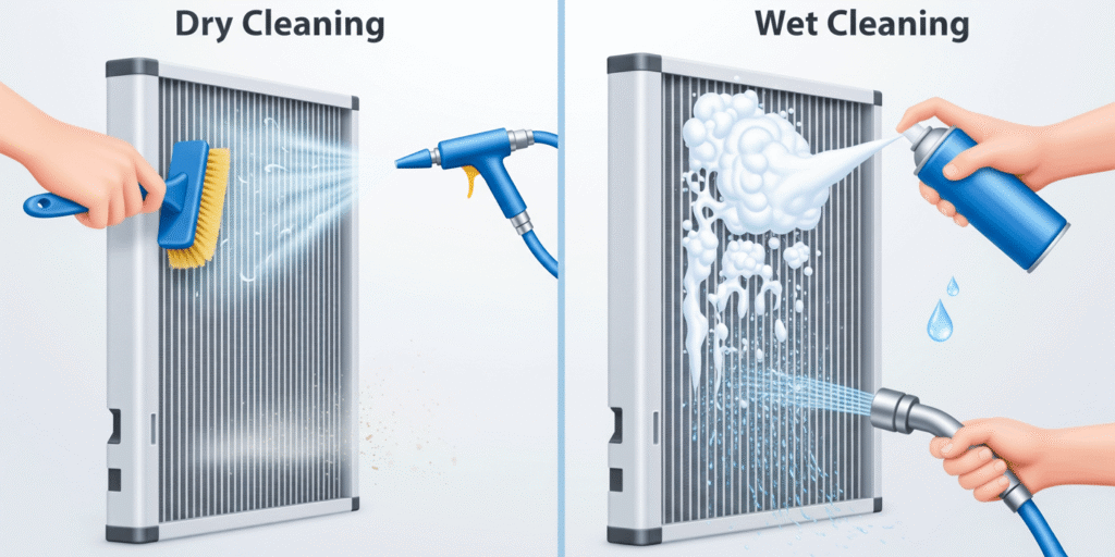 Air conditioner coil cleaning