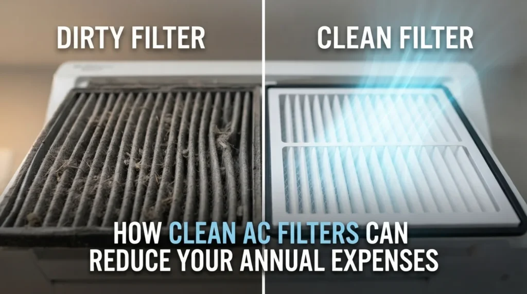 A person demonstrating how to wash dirty air conditioner filters with a brush and water to maintain clean AC filters.