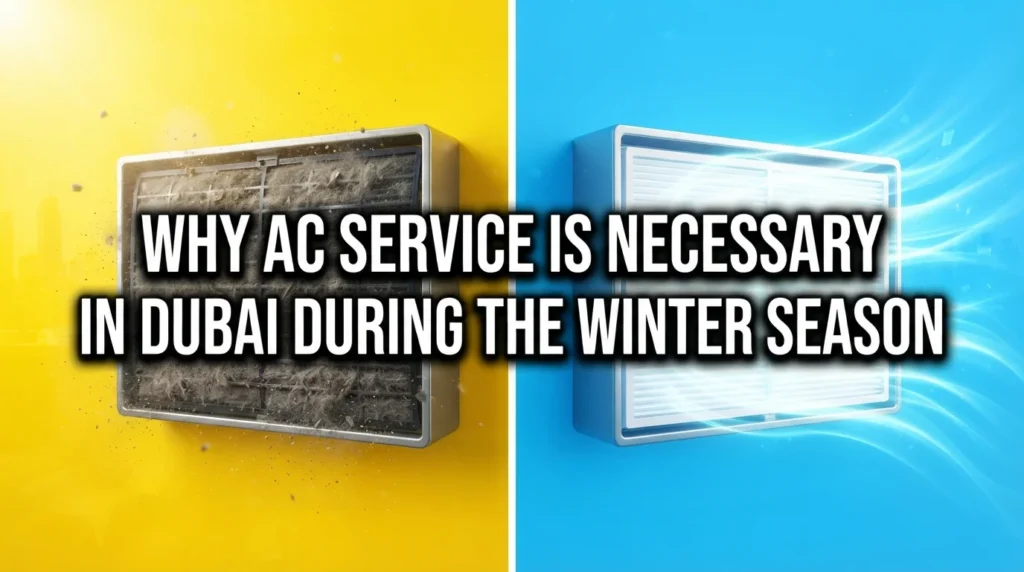 Why AC Service Is Necessary in Dubai During the Winter Season Infographic illustrating the importance of AC service in Dubai's winter for optimal performance and energy efficiency.