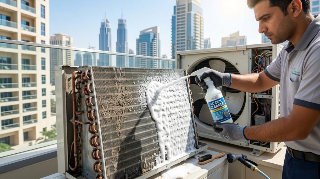 AC Cooling Coil Cleaner Guide: UAE AC Maintenance Tips AC Cooling Coil Cleaner