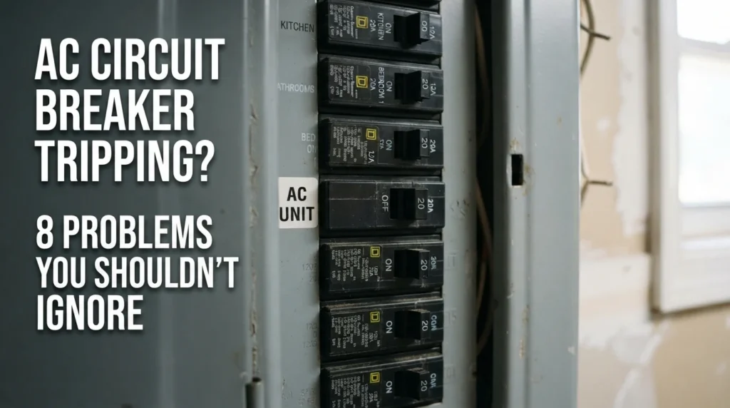 An AC circuit breaker tripping, indicating potential electrical issues that require attention and troubleshooting.